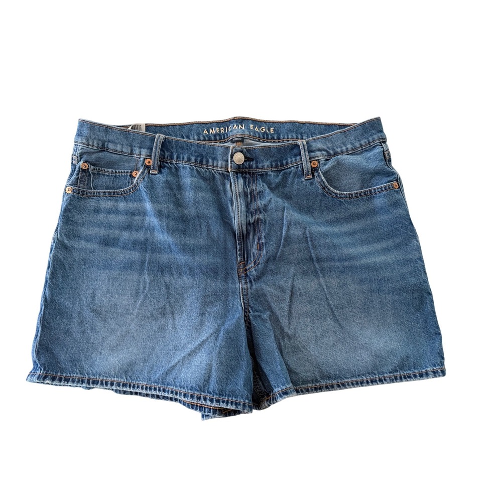 American Eagle Strigid High Waisted Denim Shorts Blue Medium Wash Womens 16